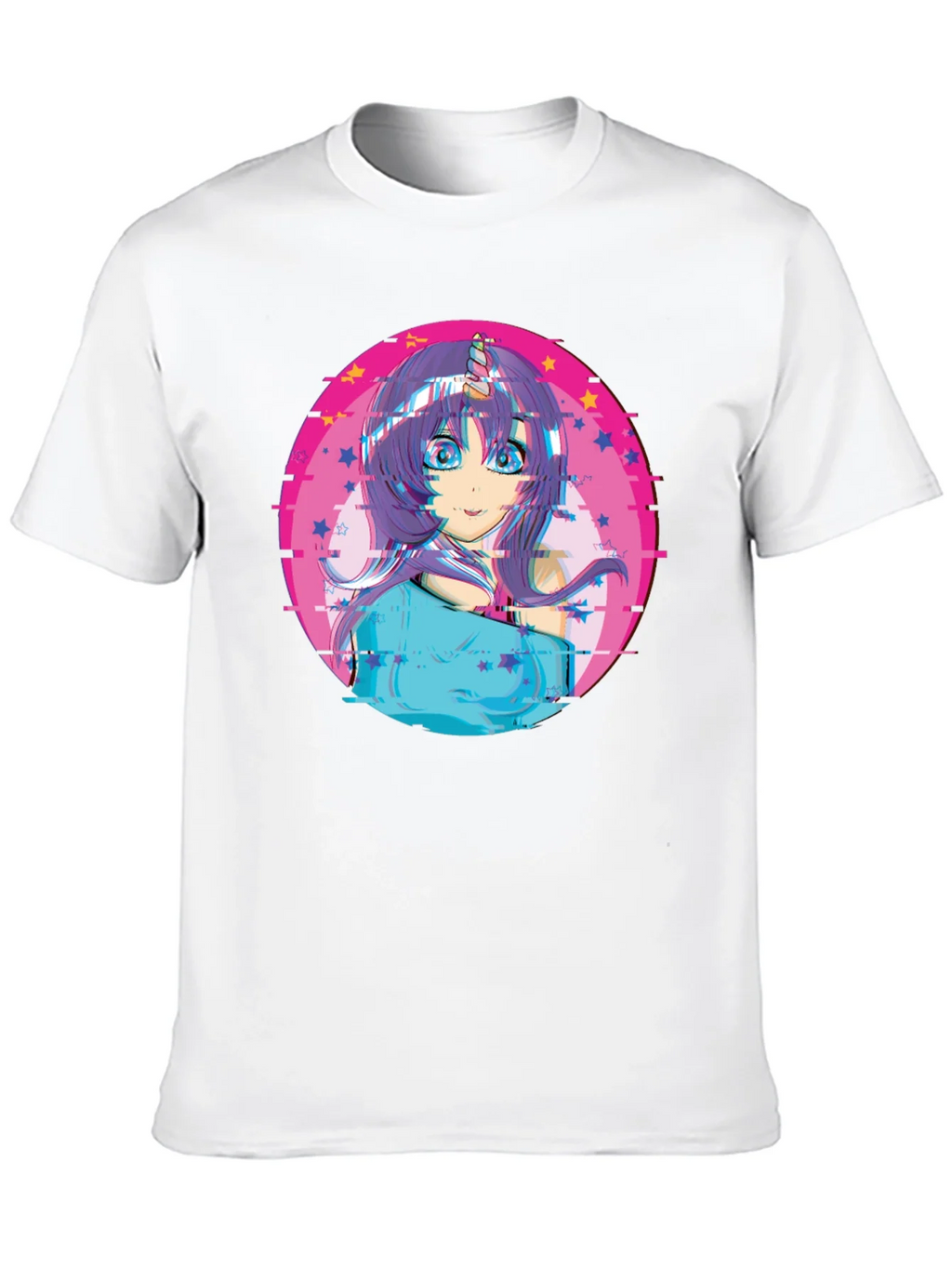 Anime Girl Unicorn Glitch T-Shirt - Black product image 12