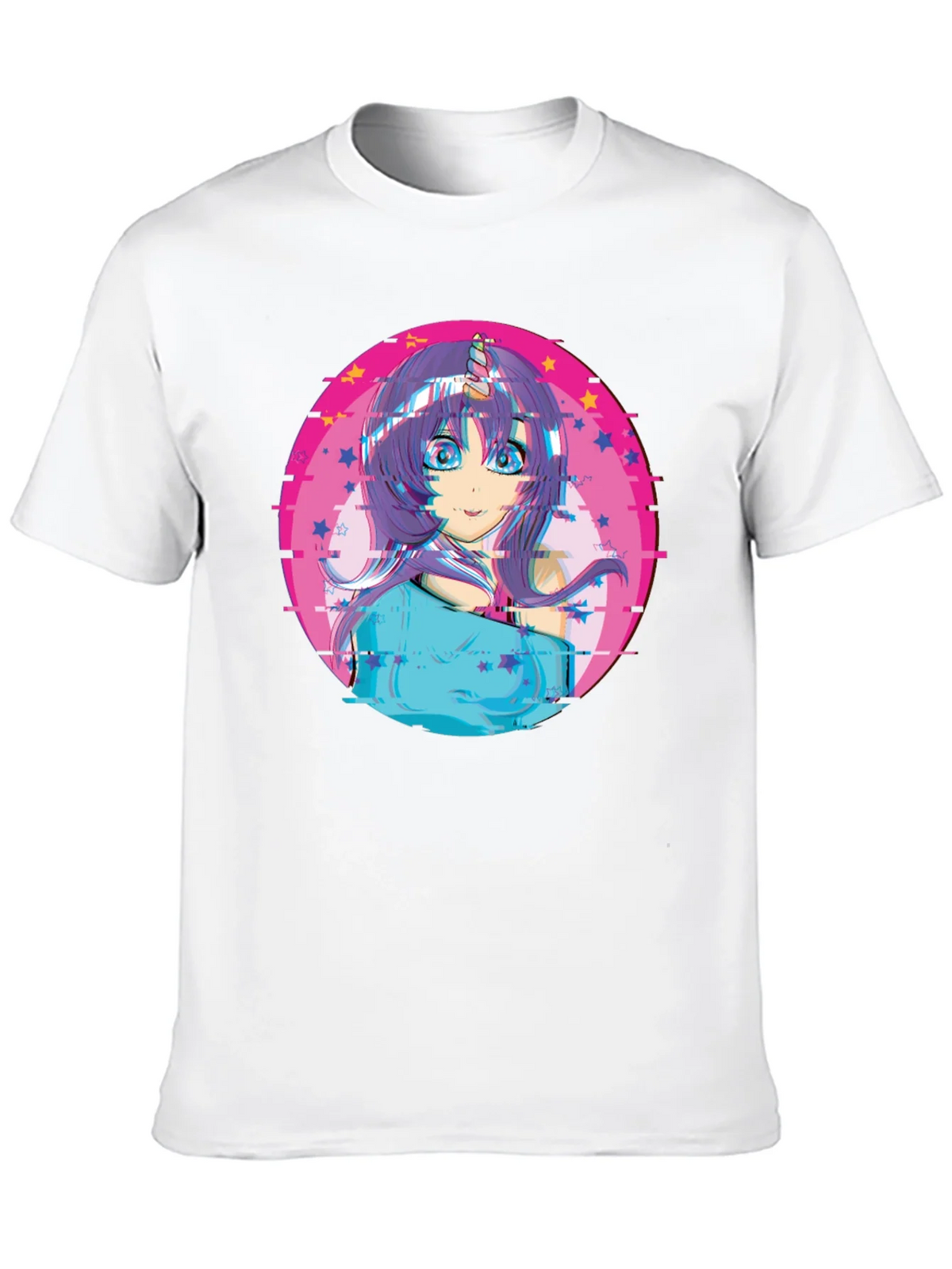 Anime Girl Unicorn Glitch T-Shirt - Black product image 12