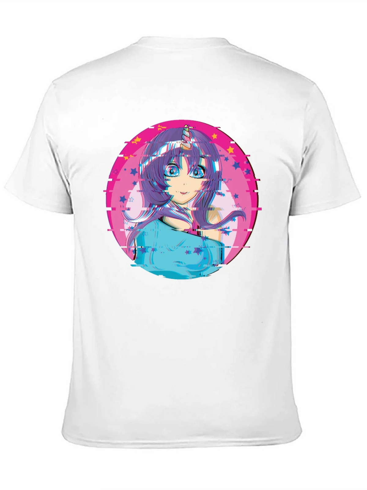 Anime Girl Unicorn Glitch T-Shirt - Black product image 2