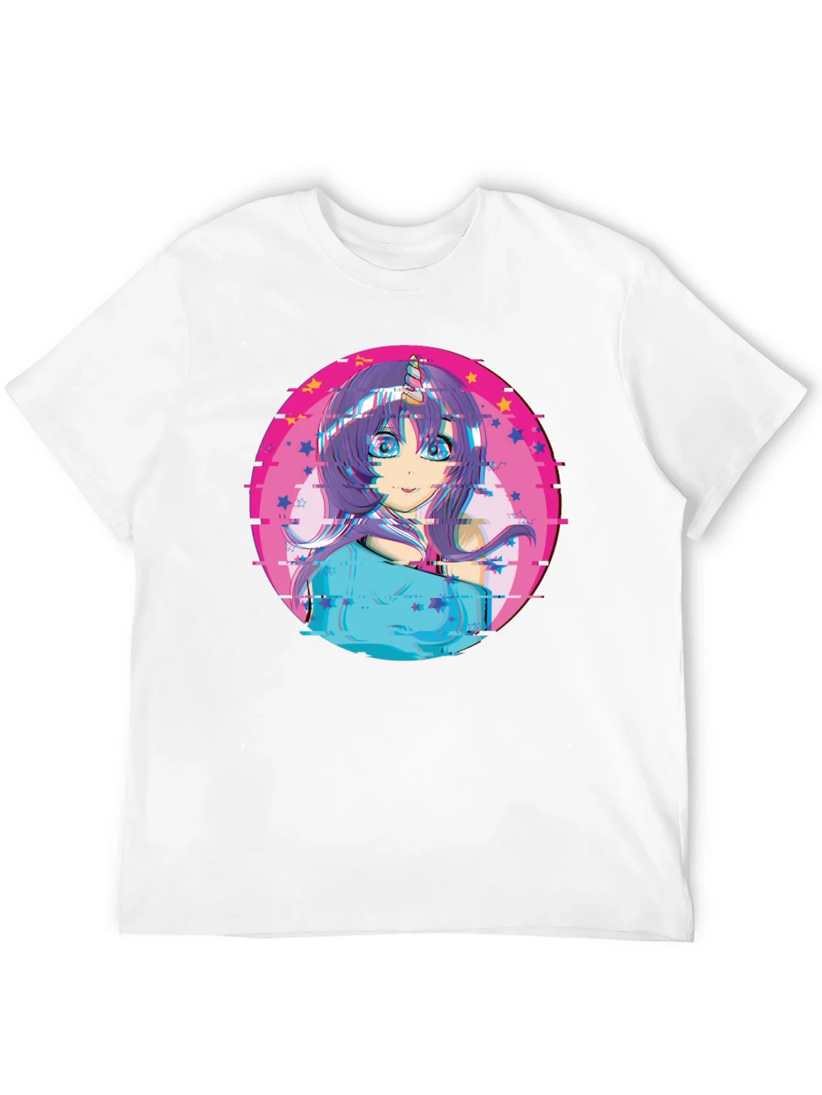 Anime Girl Unicorn Glitch T-Shirt - Black product image 3