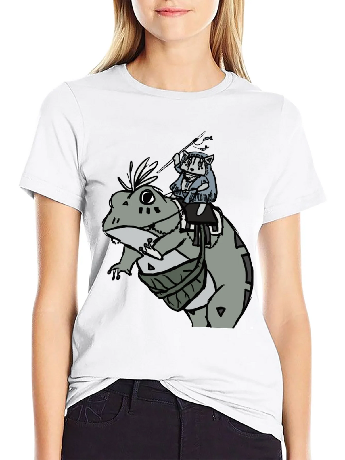 Frog Rider Graphic Tee - Black Cotton T-Shirt product image 11