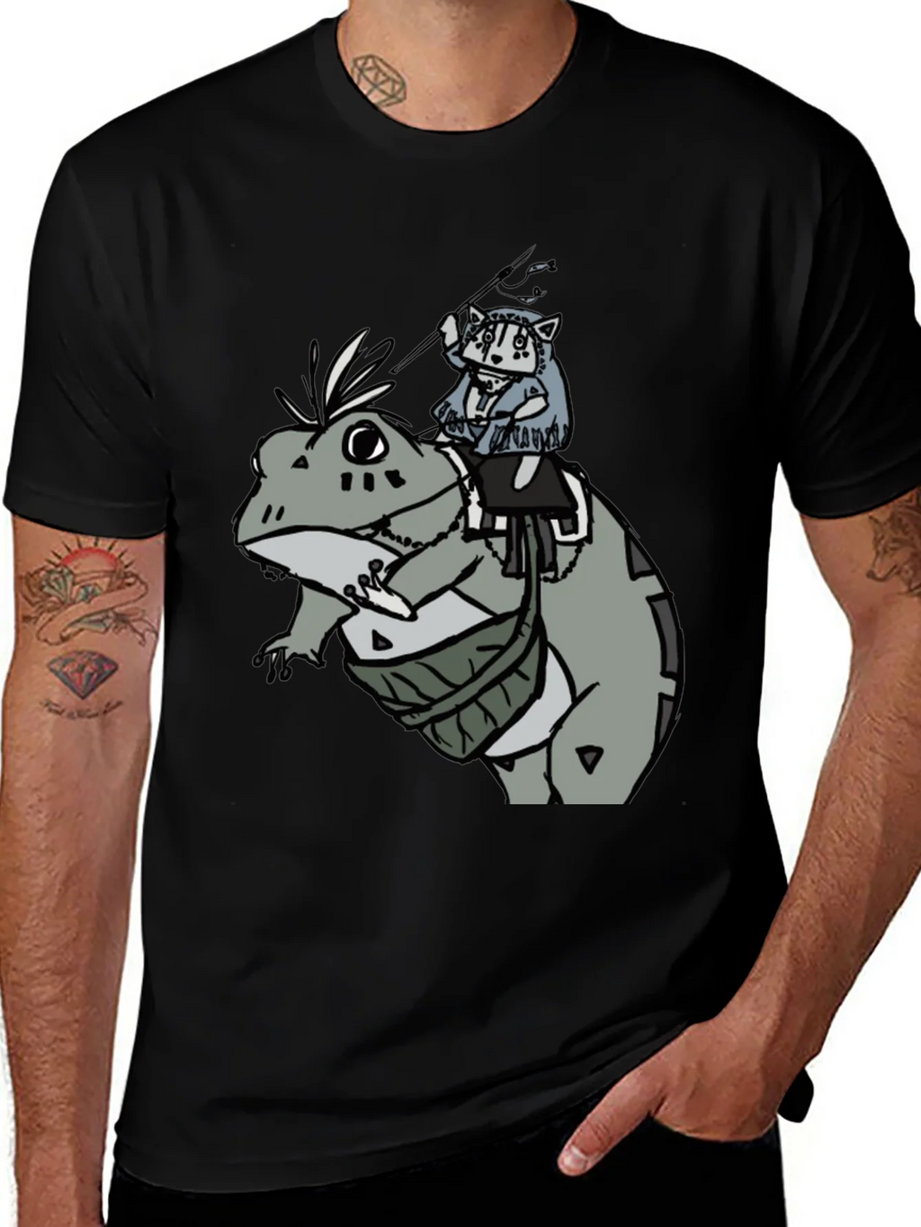Frog Rider Graphic Tee - Black Cotton T-Shirt product image 1