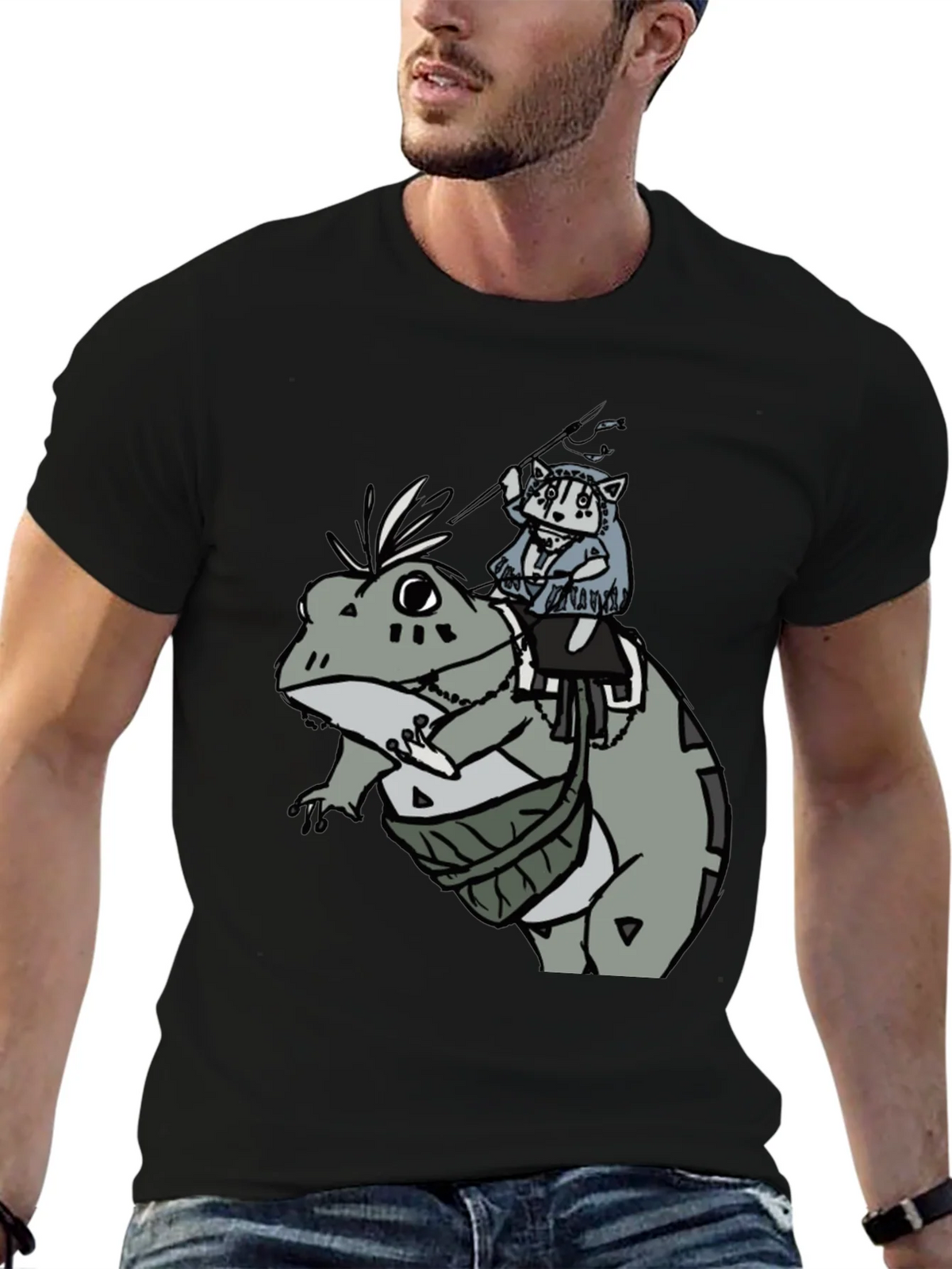 Frog Rider Graphic Tee - Black Cotton T-Shirt product image 9