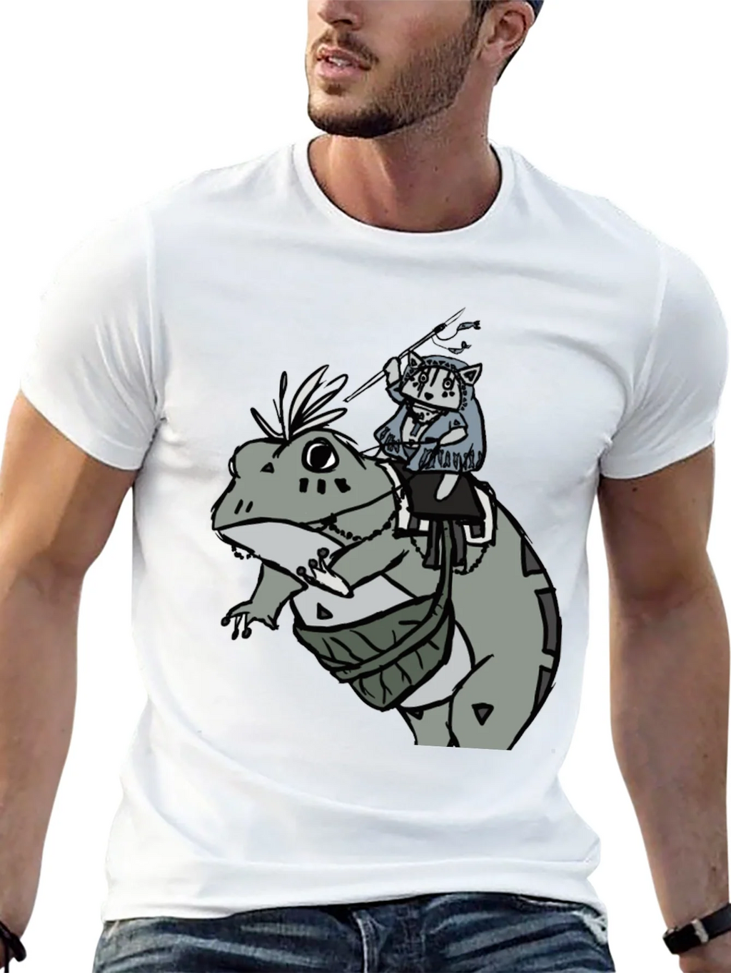 Frog Rider Graphic Tee - Black Cotton T-Shirt product image 4