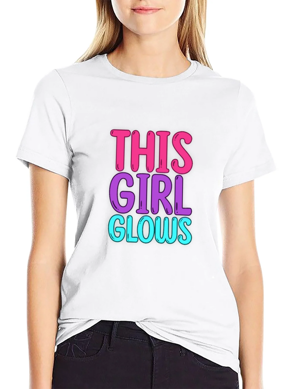 This Girl Glows Graphic Tee - Trendy Crew Neck T-Shirt product image 11