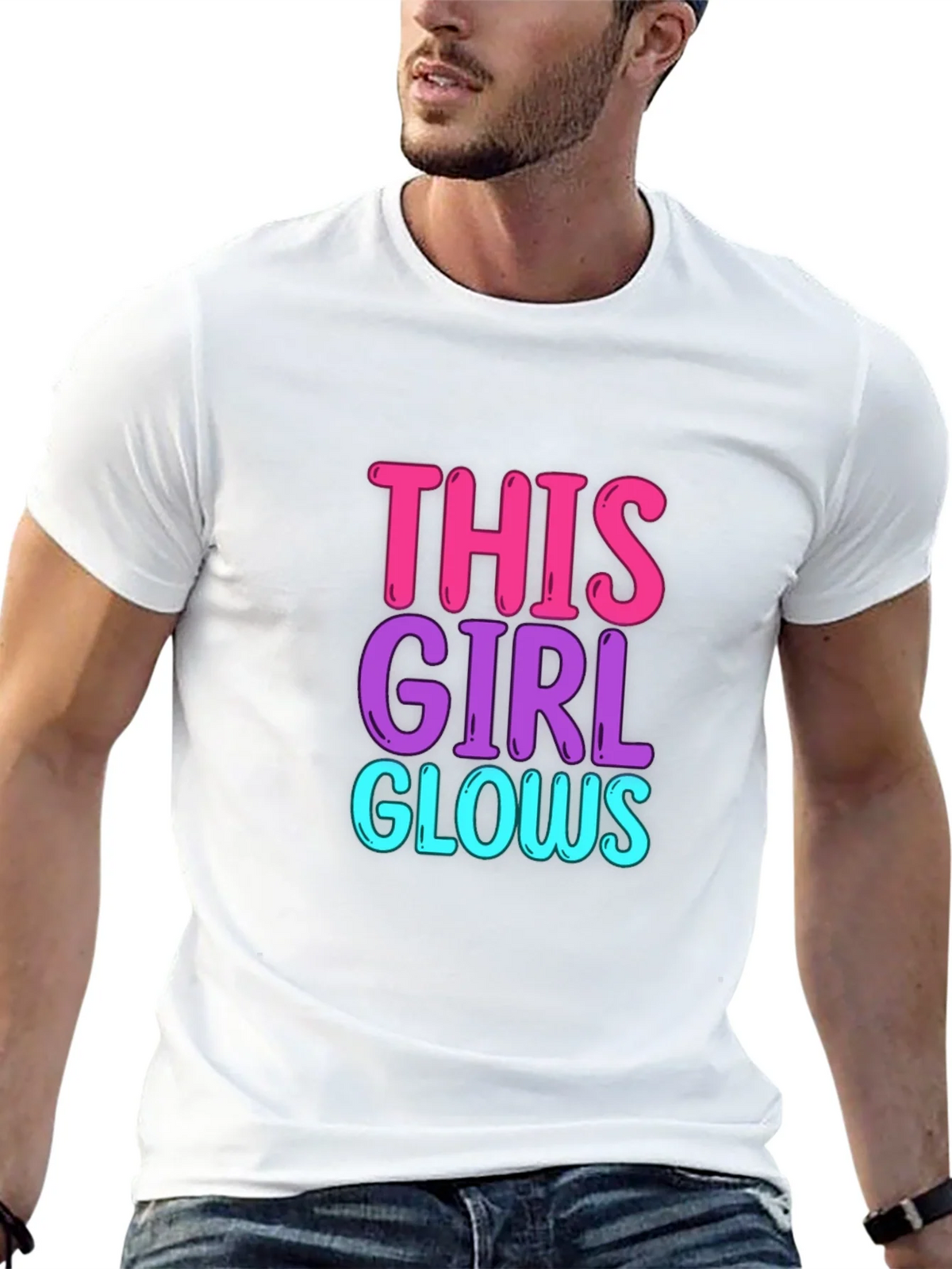 This Girl Glows Graphic Tee - Trendy Crew Neck T-Shirt product image 4