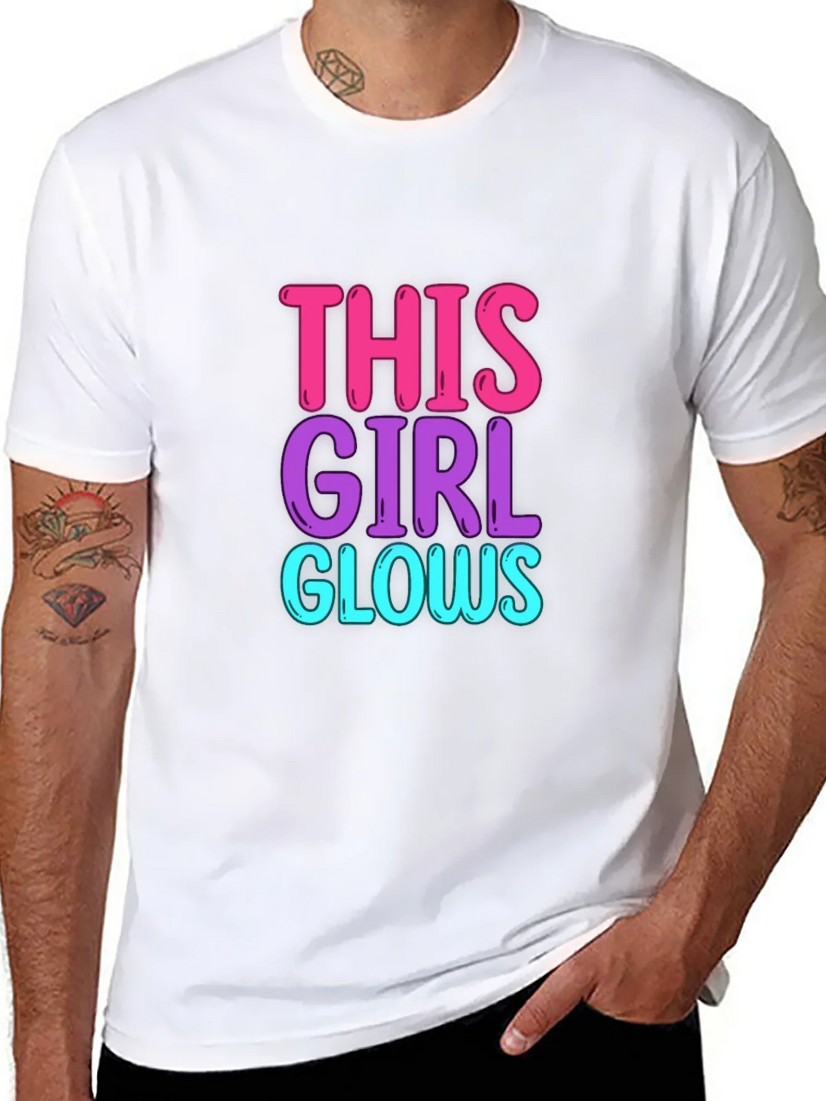 This Girl Glows Graphic Tee - Trendy Crew Neck T-Shirt product image 10