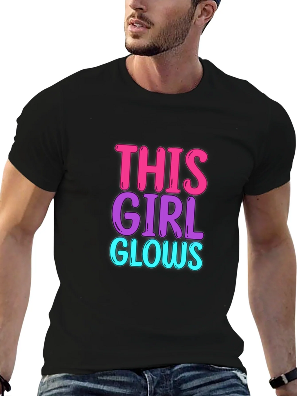 This Girl Glows Graphic Tee - Trendy Crew Neck T-Shirt product image 9