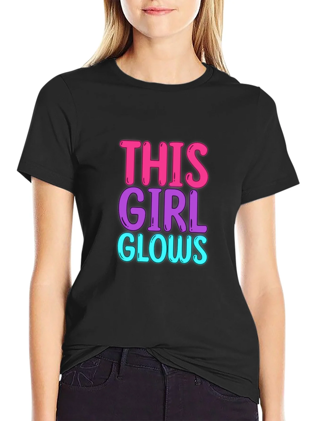 This Girl Glows Graphic Tee - Trendy Crew Neck T-Shirt product image 5