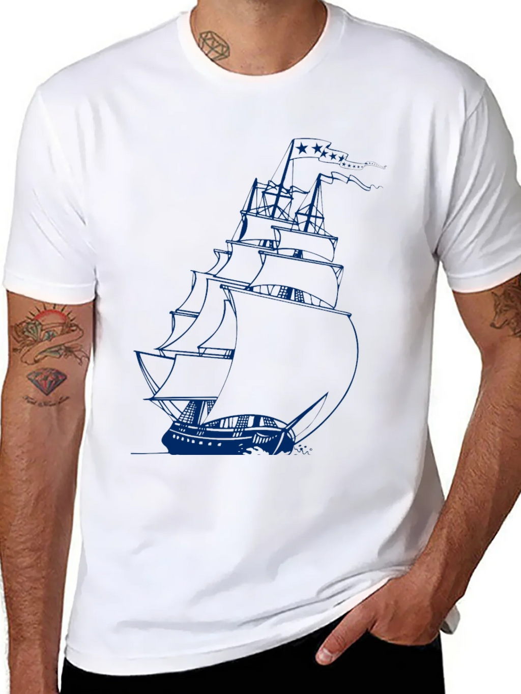 Nautical Sailboat Graphic Tee - Black product image 10