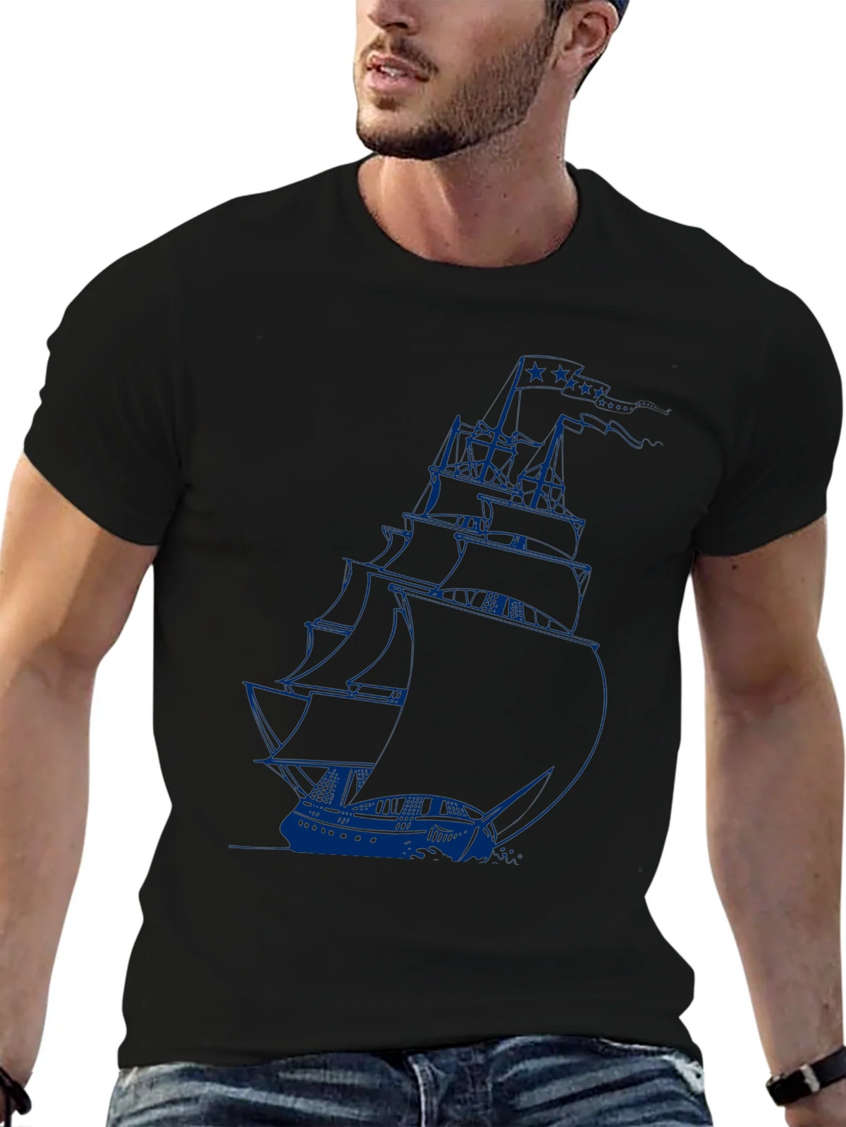 Nautical Sailboat Graphic Tee - Black product image 9