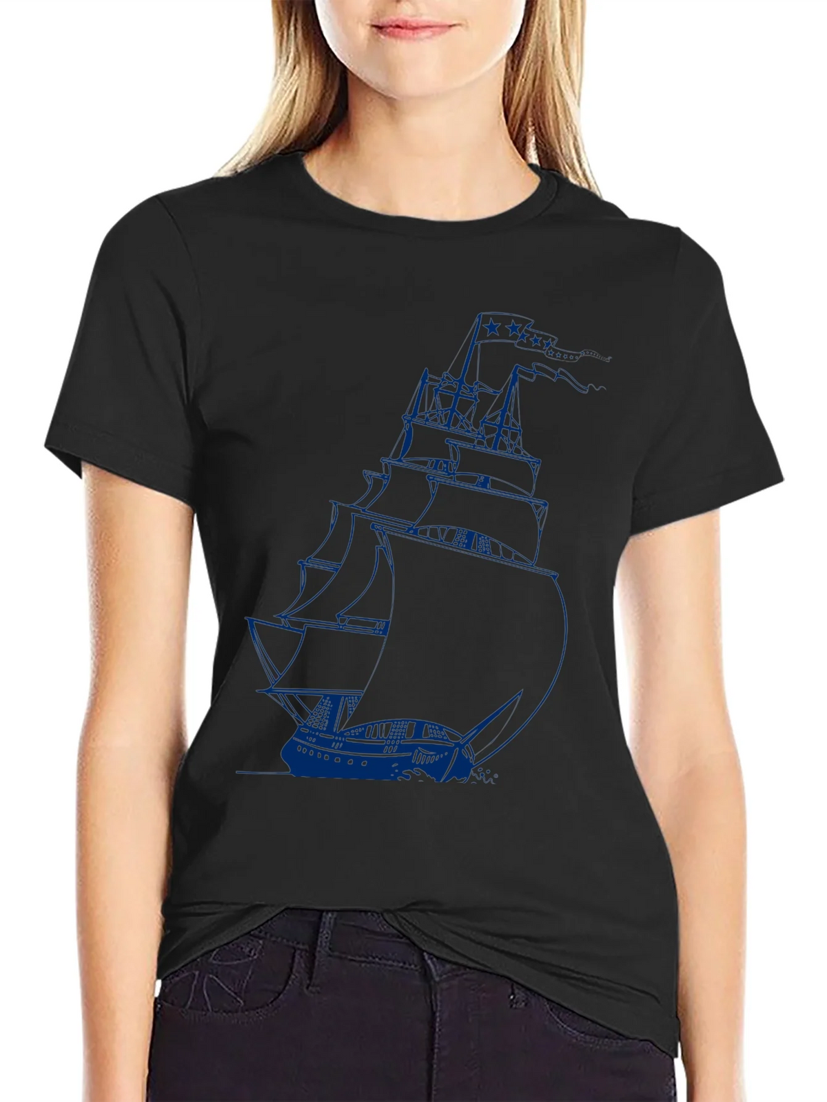 Nautical Sailboat Graphic Tee - Black product image 5