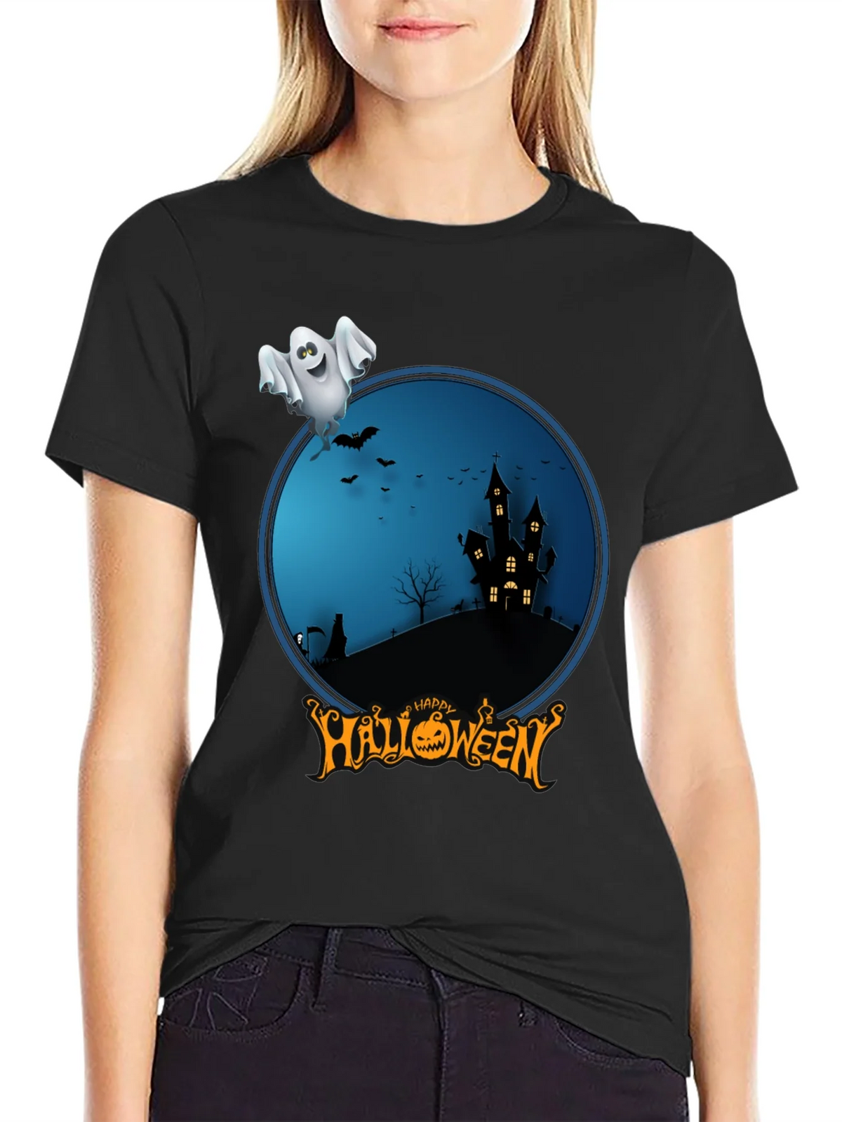 Happy Halloween Ghost Graphic Tee product image 5