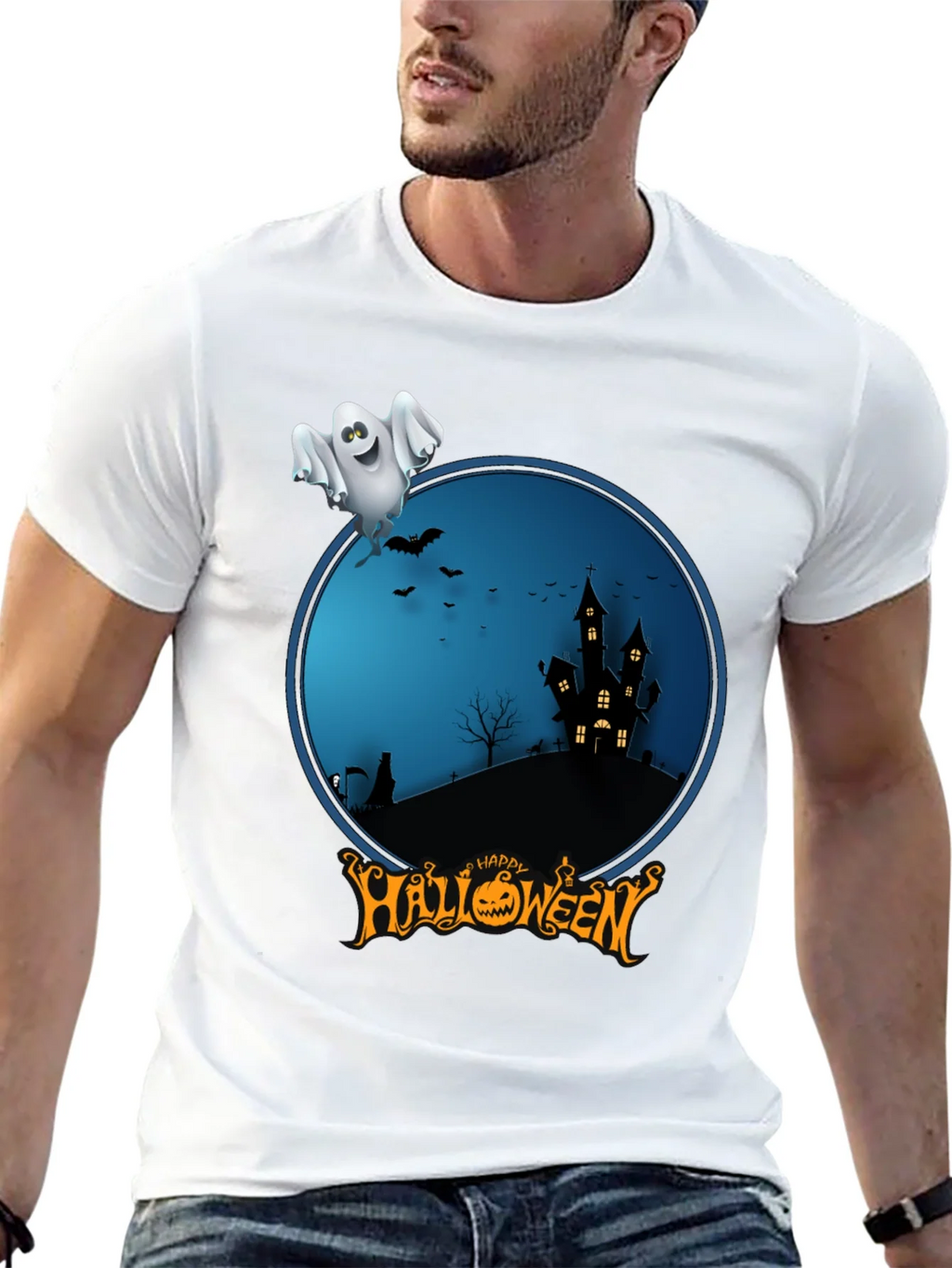 Happy Halloween Ghost Graphic Tee product image 4