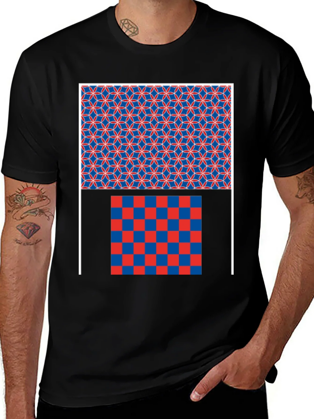 Geometric Pattern Graphic Print Black T-Shirt product image 1