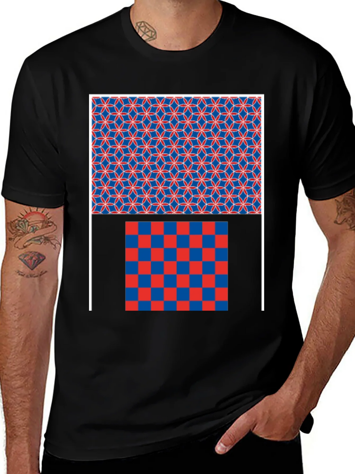 Geometric Pattern Graphic Print Black T-Shirt product image 1