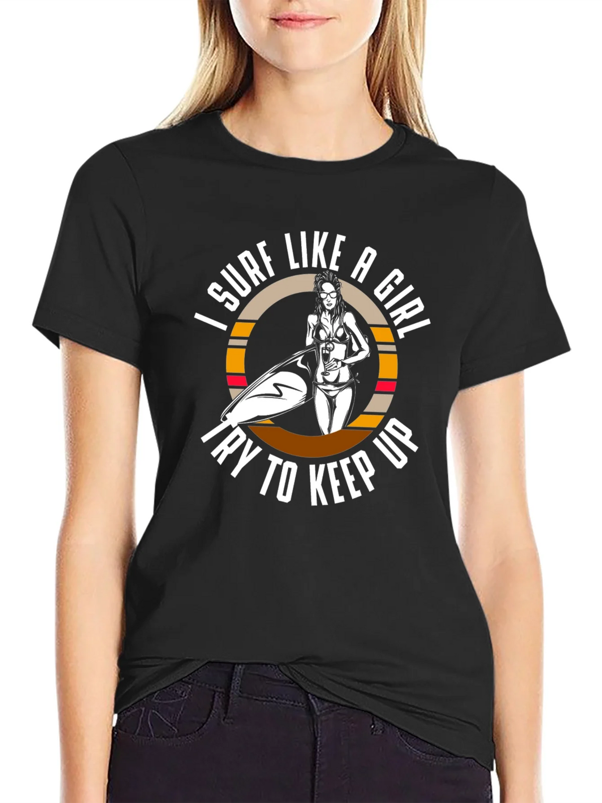 Surf Like A Girl T-Shirt - Black product image 5