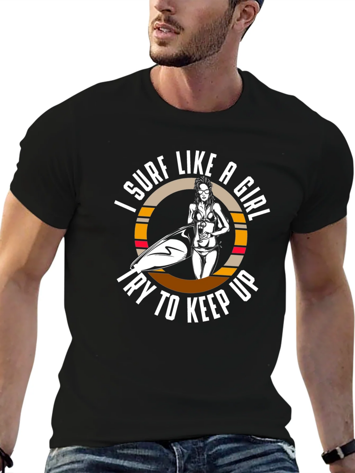 Surf Like A Girl T-Shirt - Black product image 9