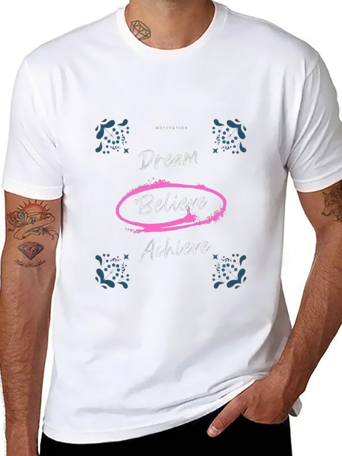 Motivational Dream Believe Achieve Black T-Shirt product image 10