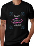 Motivational Dream Believe Achieve Black T-Shirt product image 1