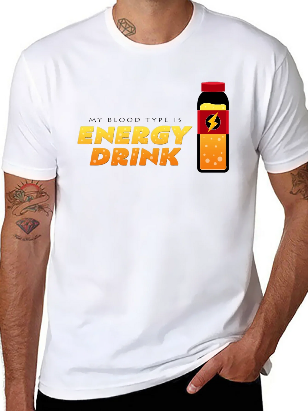 Energy Drink Blood Type T-Shirt - Black Crew Neck Tee product image 9