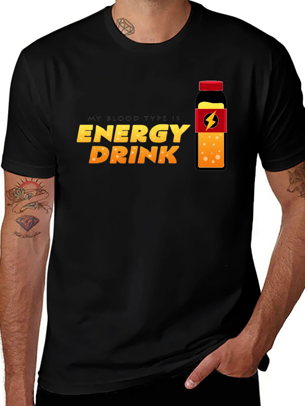 Energy Drink Blood Type T-Shirt - Black Crew Neck Tee product image 1
