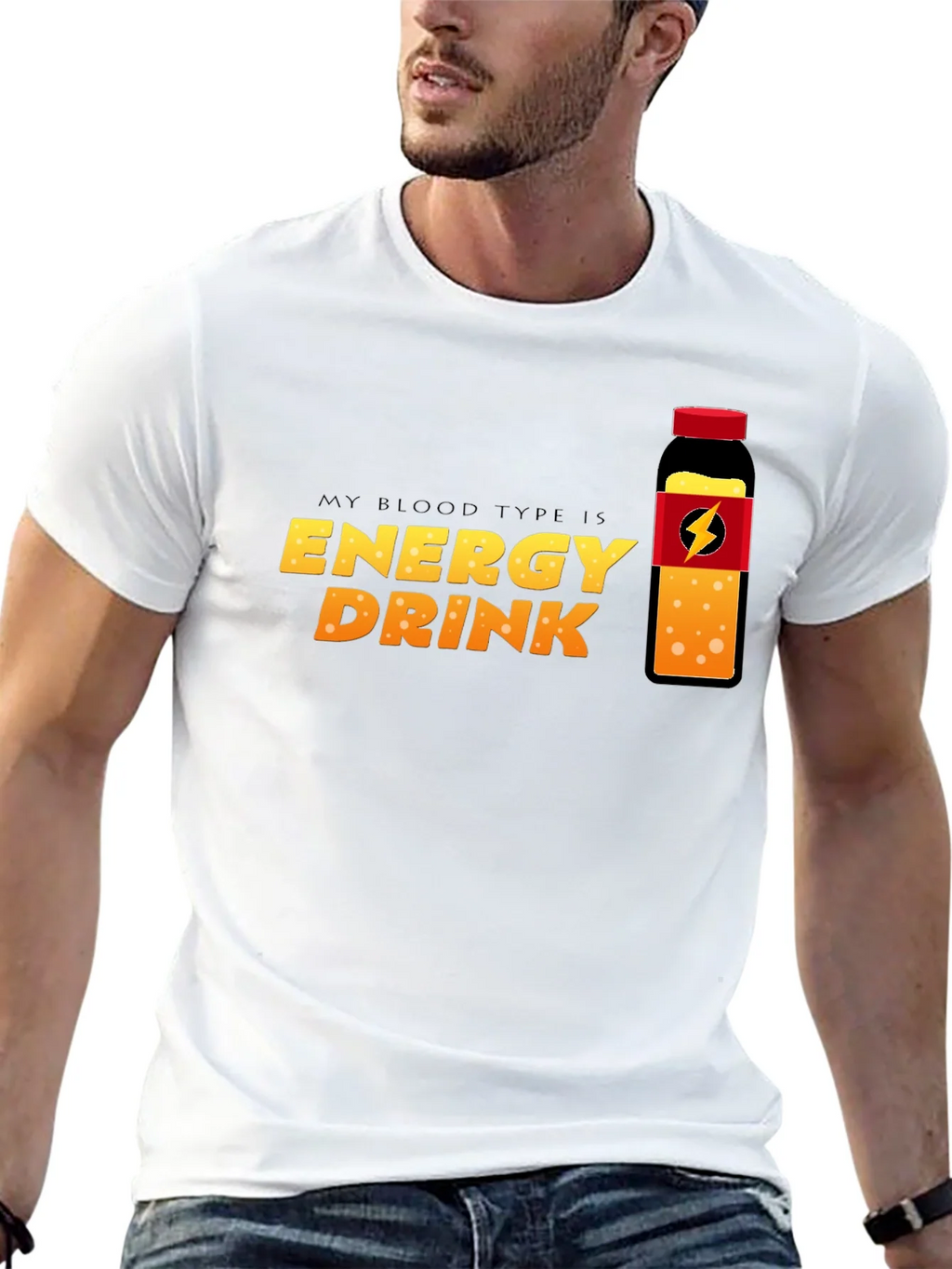 Energy Drink Blood Type T-Shirt - Black Crew Neck Tee product image 4