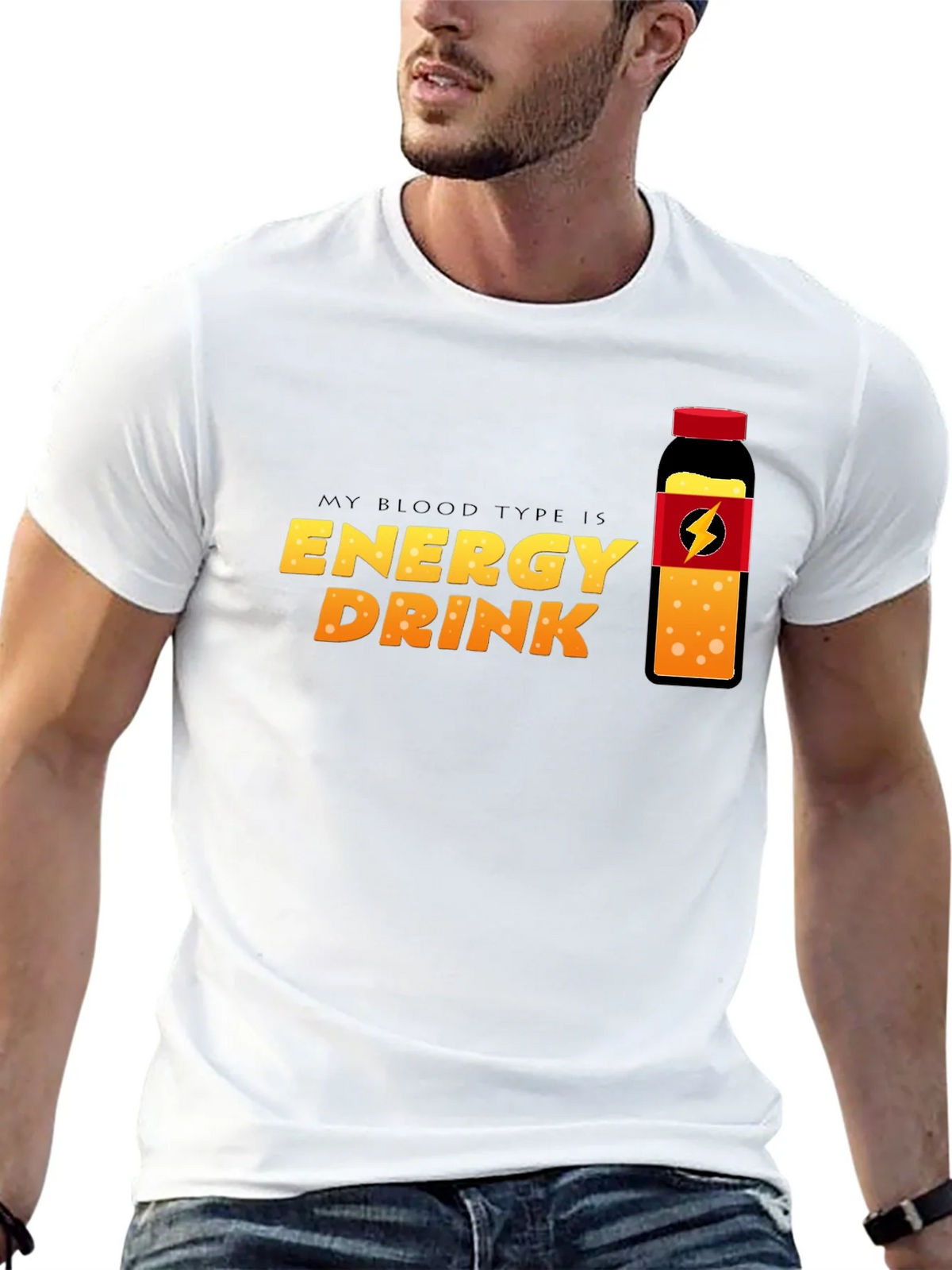 Energy Drink Blood Type T-Shirt - Black Crew Neck Tee product image 4