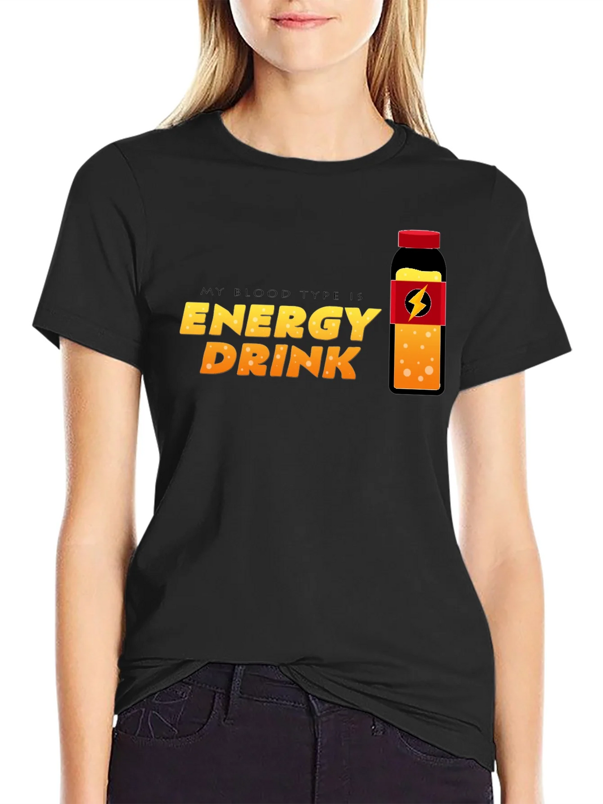 Energy Drink Blood Type T-Shirt - Black Crew Neck Tee product image 5