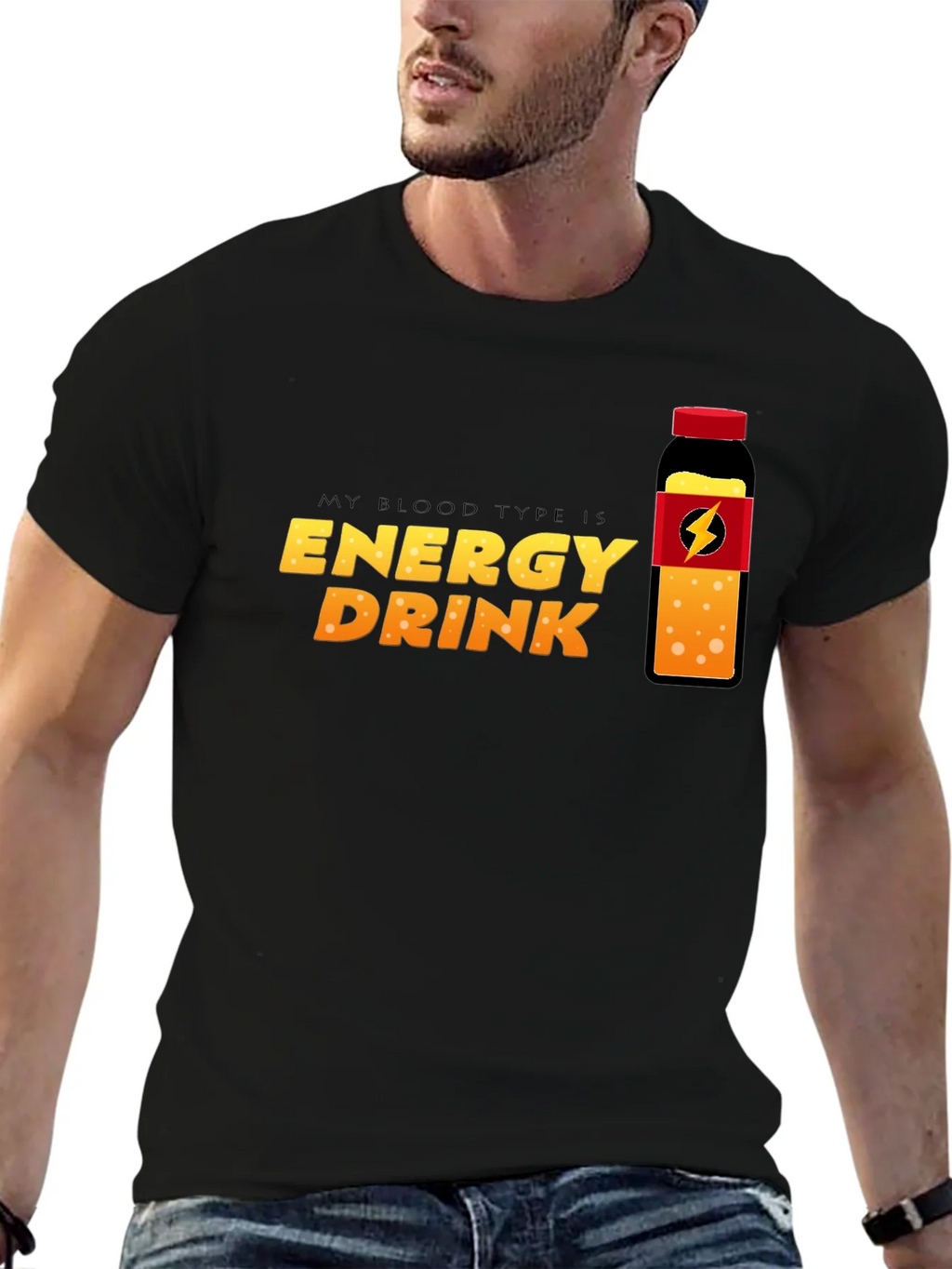 Energy Drink Blood Type T-Shirt - Black Crew Neck Tee product image 8