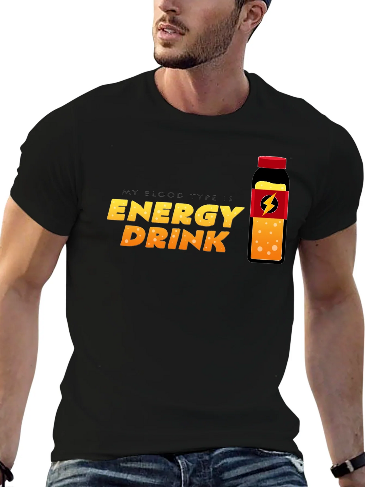 Energy Drink Blood Type T-Shirt - Black Crew Neck Tee product image 8