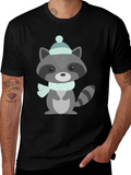 Cute Raccoon Winter Hat Graphic Tee