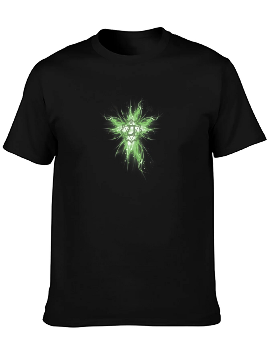 Mens Black T-Shirt with Green Geometric Design product image 6