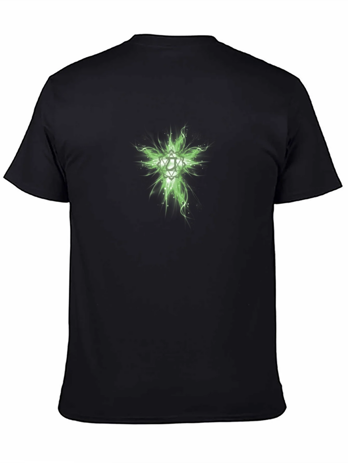 Mens Black T-Shirt with Green Geometric Design product image 7