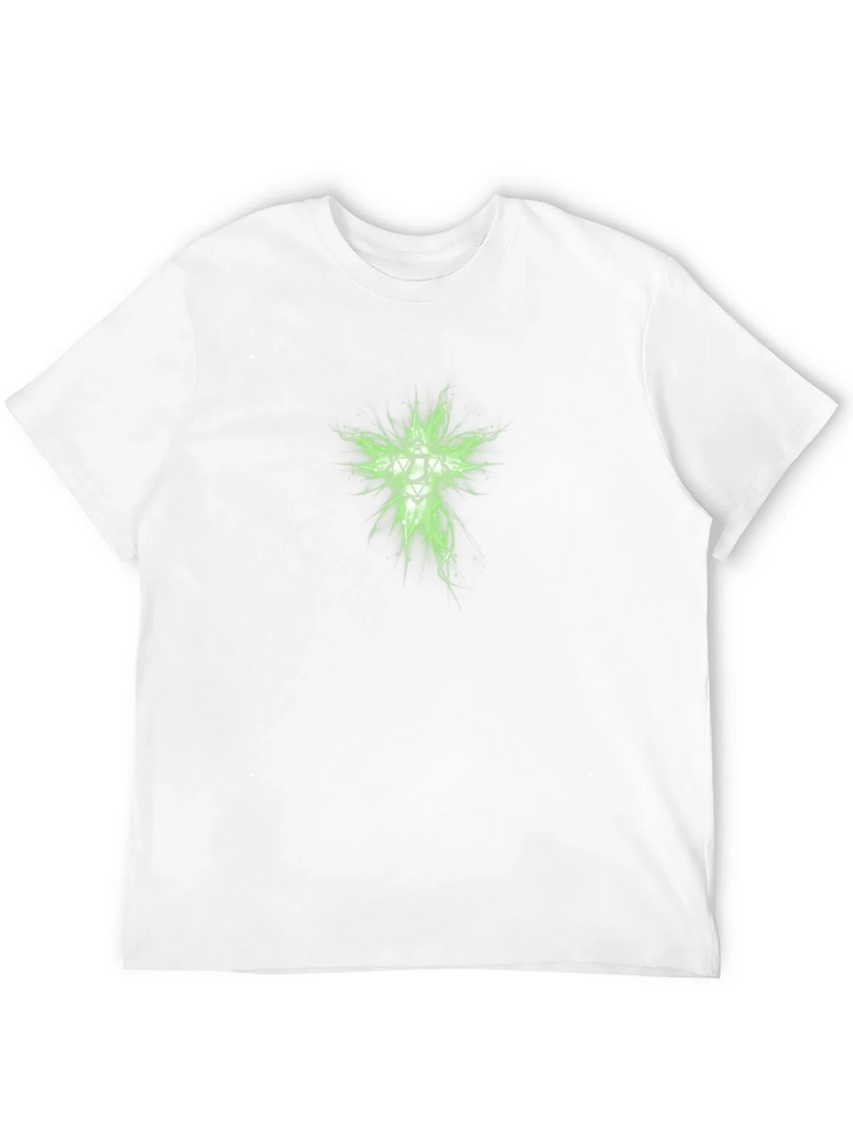 Mens Black T-Shirt with Green Geometric Design product image 3