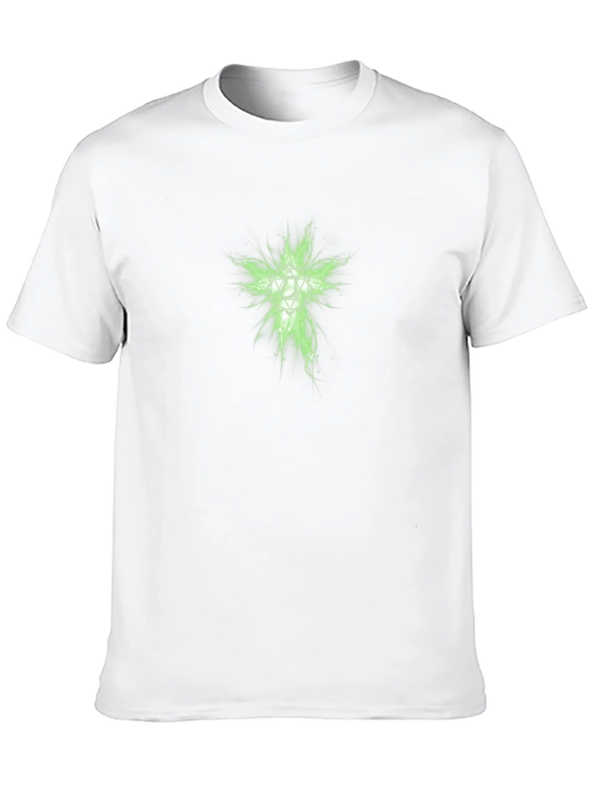 Mens Black T-Shirt with Green Geometric Design product image 11