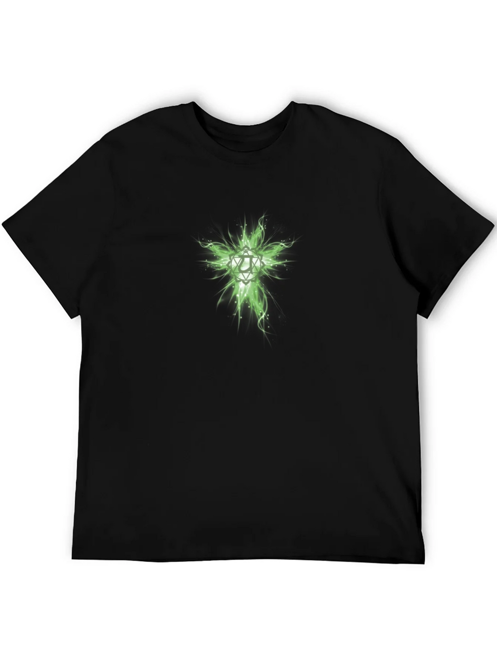 Mens Black T-Shirt with Green Geometric Design product image 8