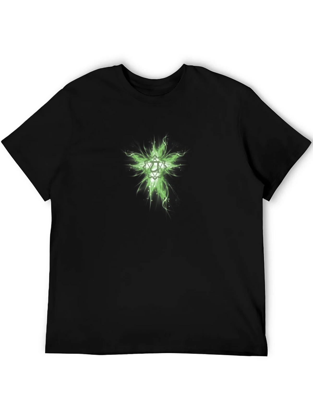 Mens Black T-Shirt with Green Geometric Design product image 8
