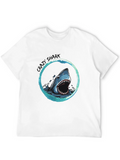 Crazy Shark Graphic Tee - Black Cotton T-Shirt product image 1