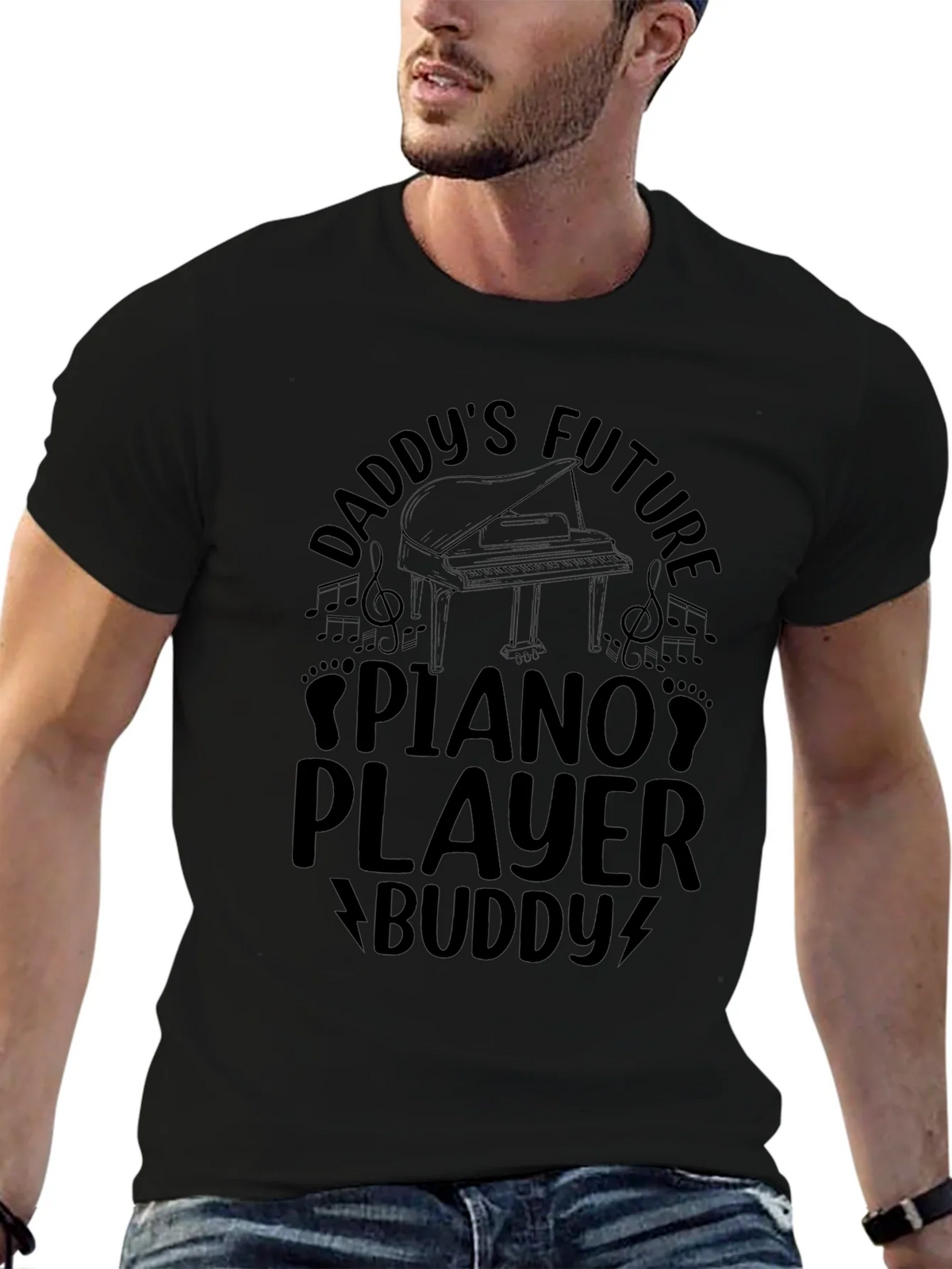 Daddys Future Piano Player Buddy Black T-Shirt product image 9