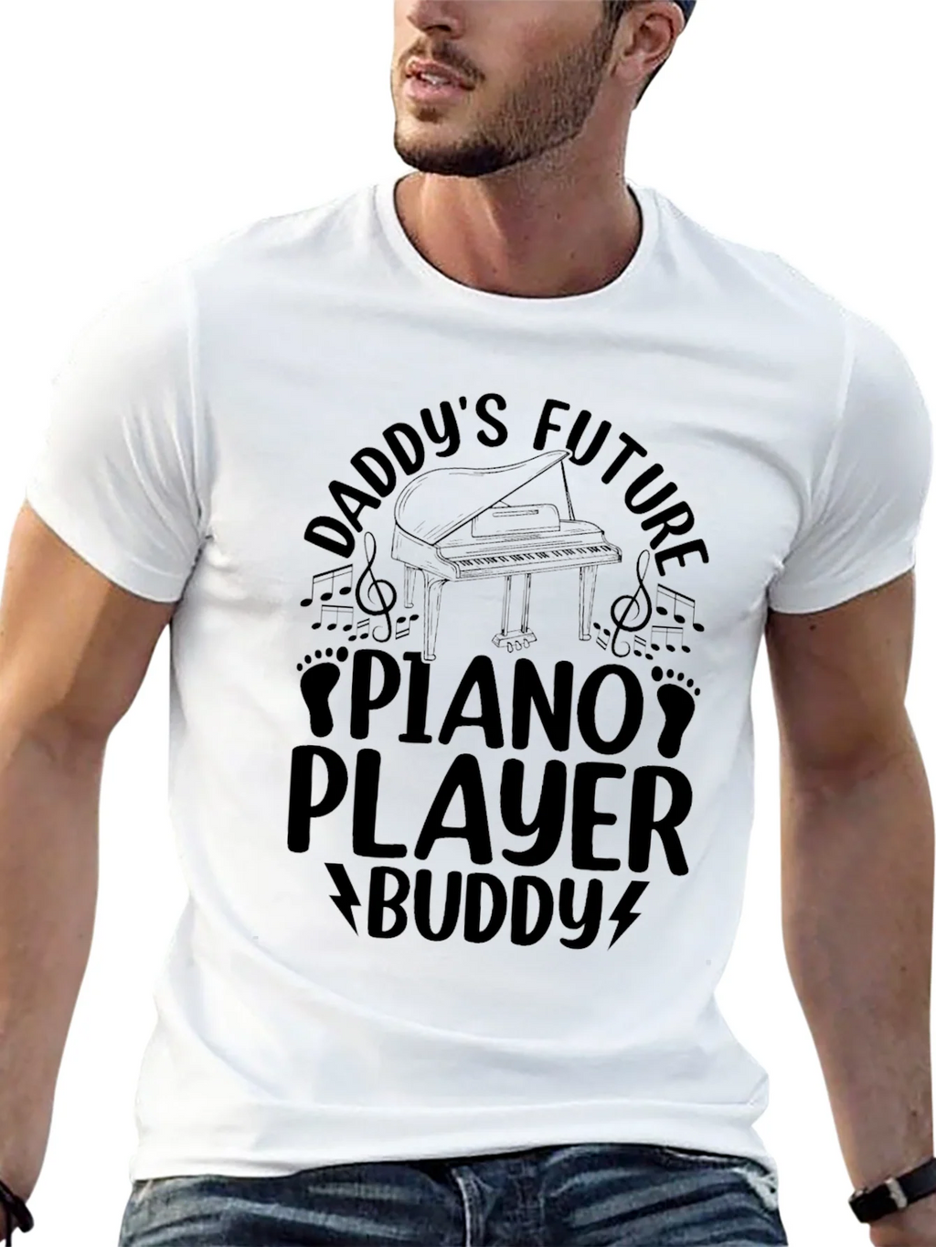Daddys Future Piano Player Buddy Black T-Shirt product image 4