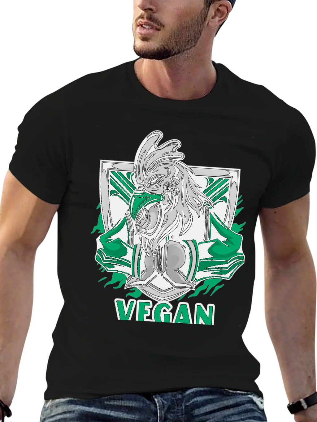 Vegan Rooster Graphic Tee - Black product image 9
