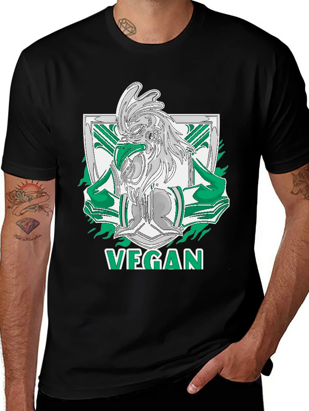 Vegan Rooster Graphic Tee - Black product image 1