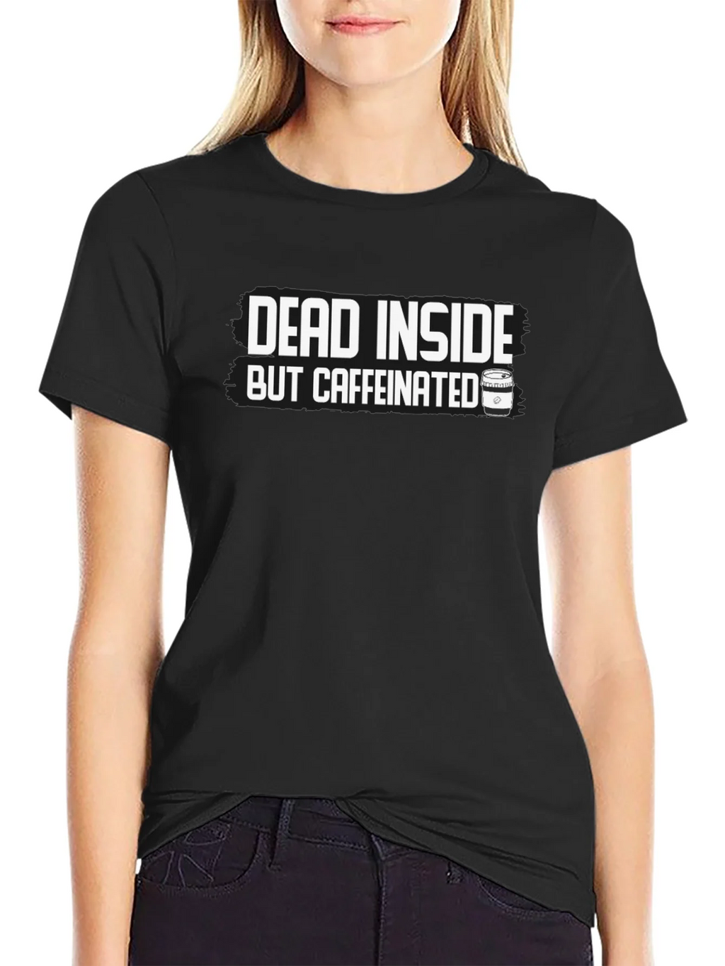 Dead Inside But Caffeinated Graphic Tee - Black Cotton product image 5