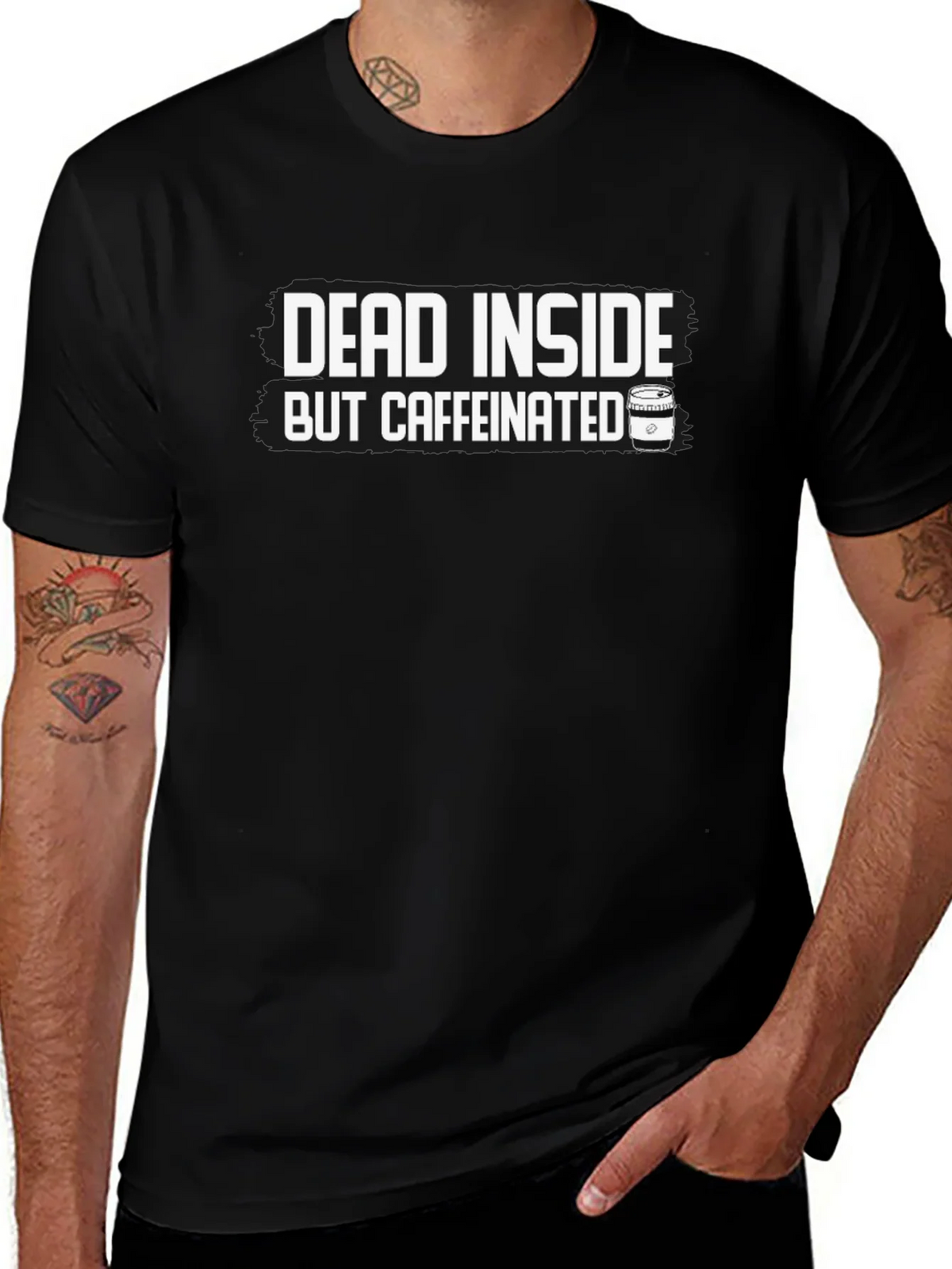 Dead Inside But Caffeinated Graphic Tee - Black Cotton product image 1