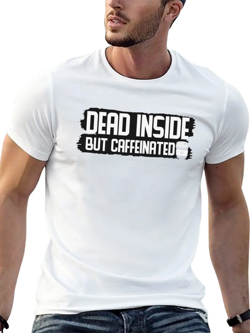 Dead Inside But Caffeinated Graphic Tee - Black Cotton product image 4