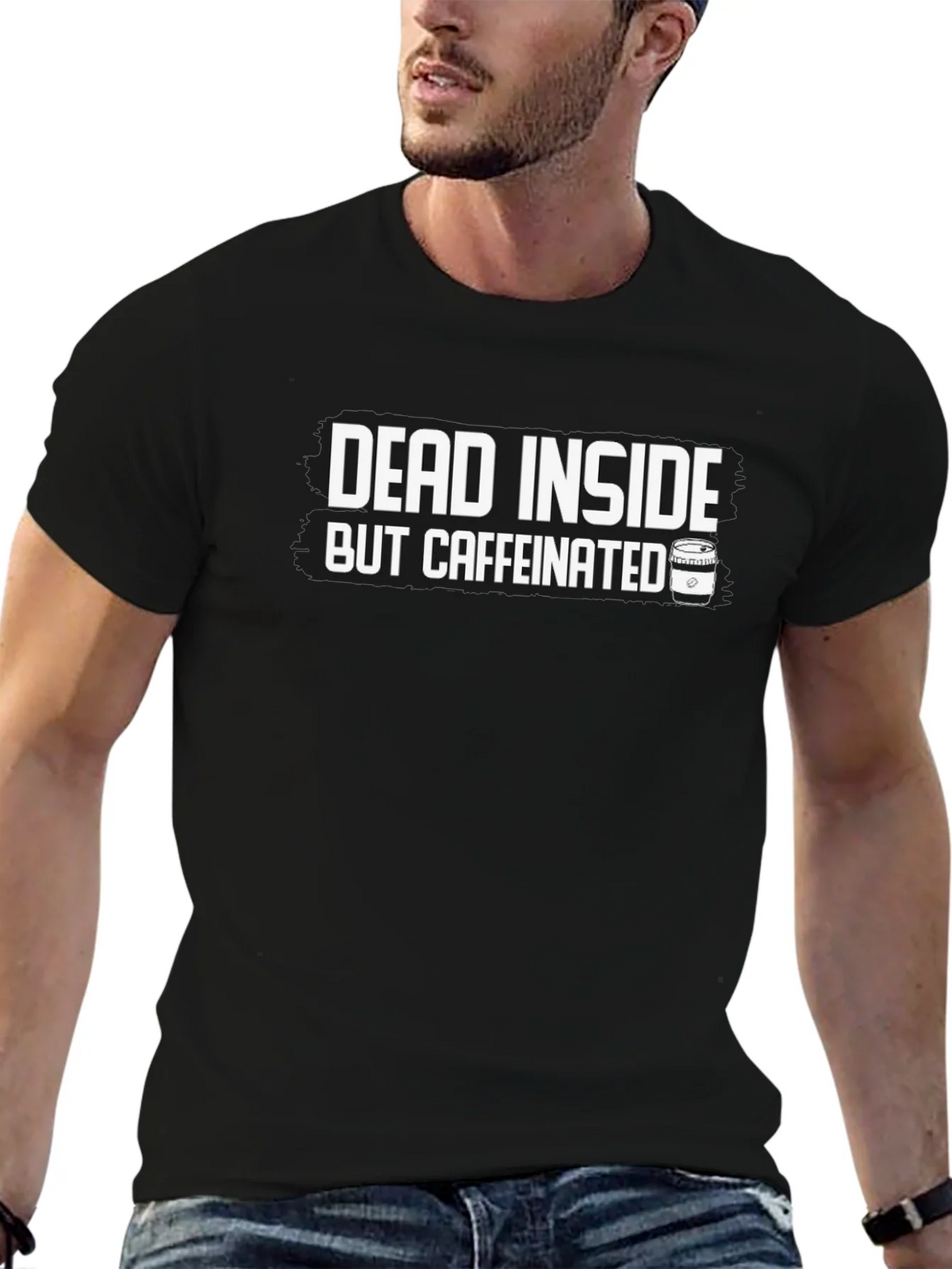 Dead Inside But Caffeinated Graphic Tee - Black Cotton product image 9