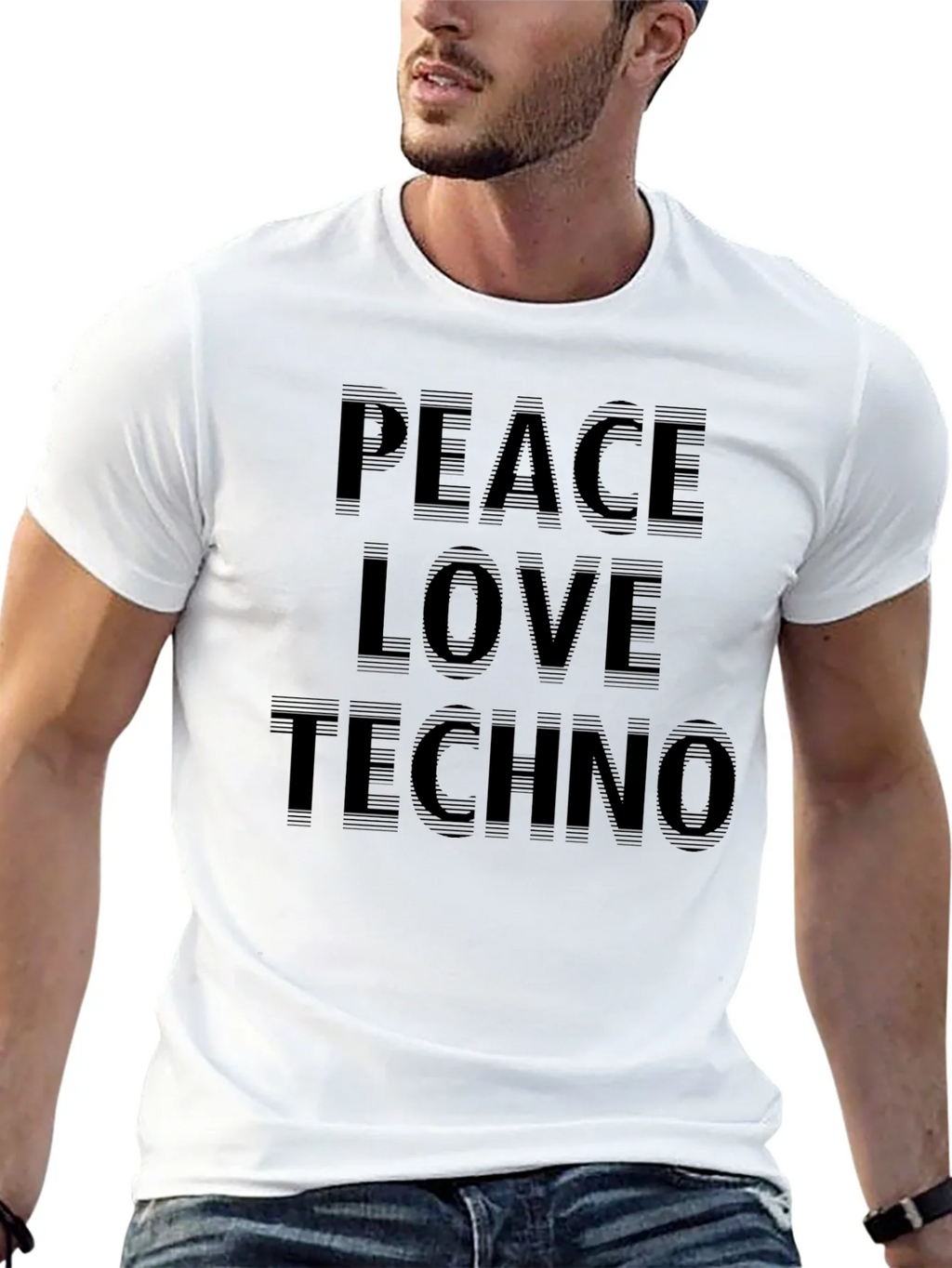 Peace Love Techno Black T-Shirt product image 4
