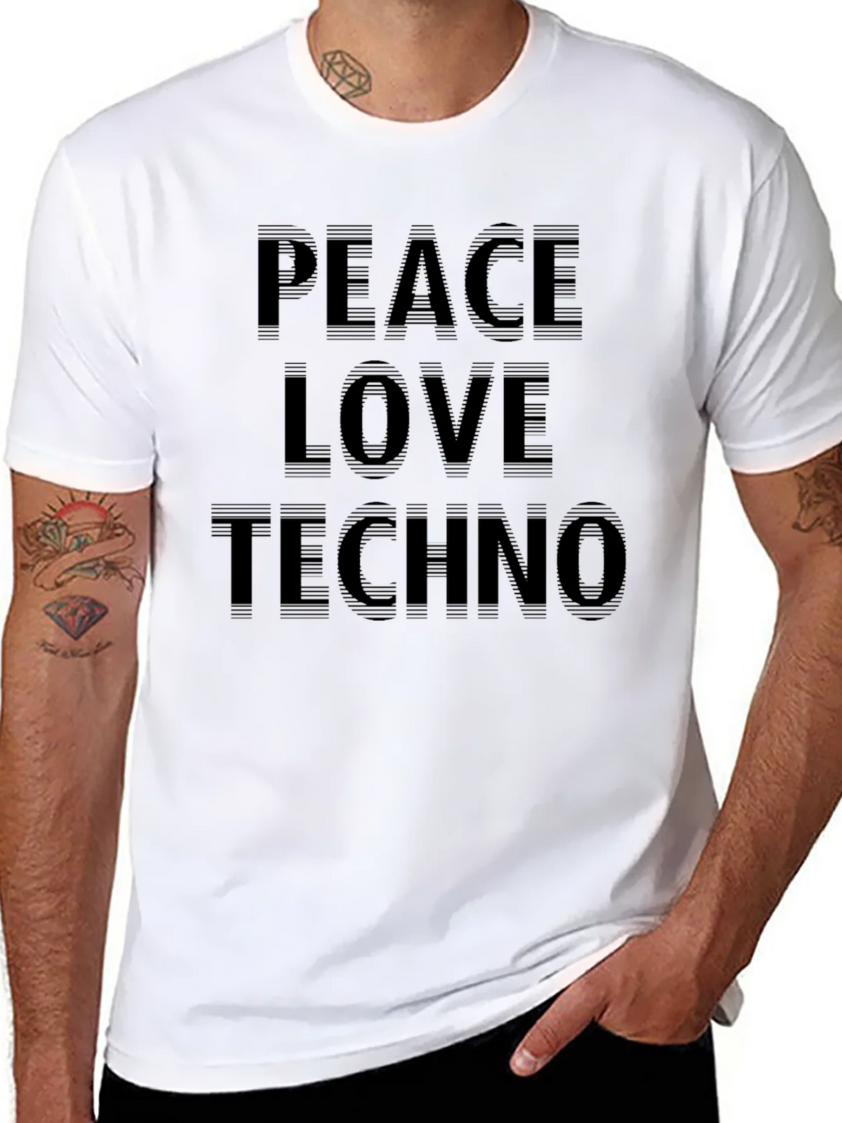 Peace Love Techno Black T-Shirt product image 10