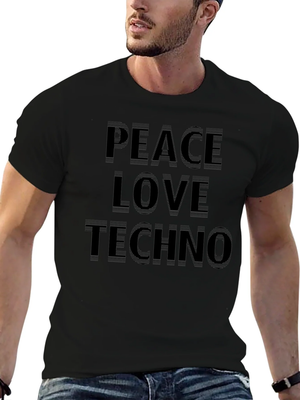 Peace Love Techno Black T-Shirt product image 9